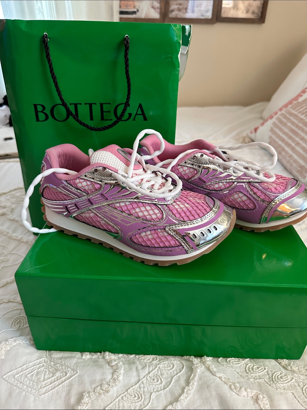 Pink Mesh Running Sneakers - Women's